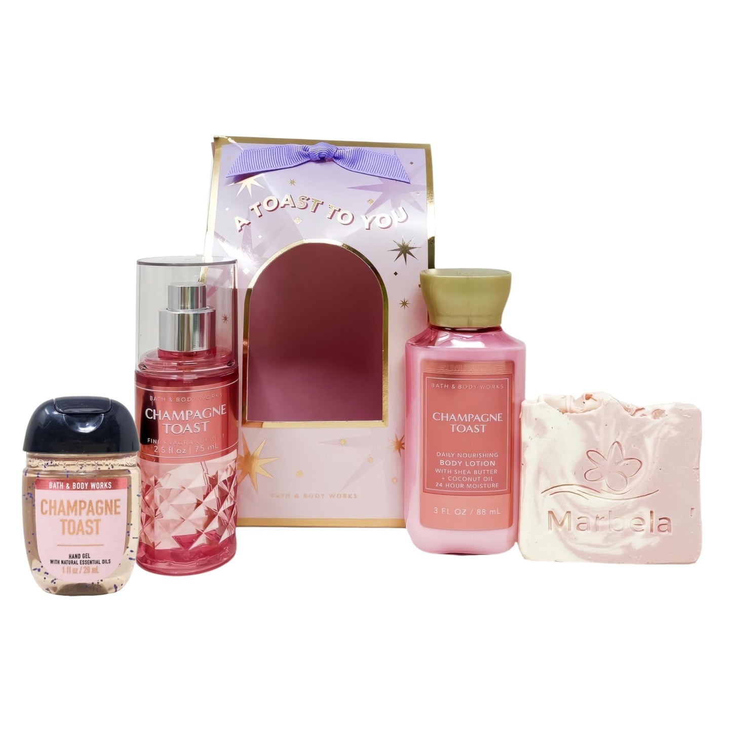 Bath & Body Works Champagne Toast - Mini Gift Set - Fine Fragrance Mist, Body Lotion and Hand Gel With a Himalayan Salts Springs Sample Soap. Beauty and Personal Care Bath & Body Works