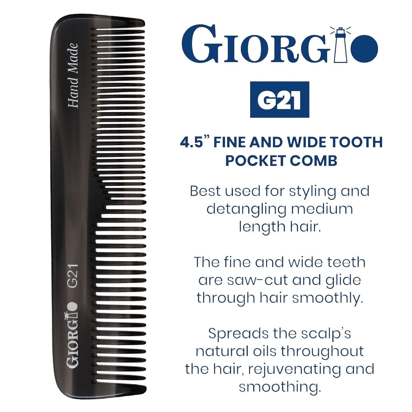 Giorgio Graphite Handmade Pocket Comb Set, Hair Comb Straightener for Everyday Grooming Styling Hair, Mustache and Beard for Men Women and Kids, Use Beauty and Personal Care GIORGIO