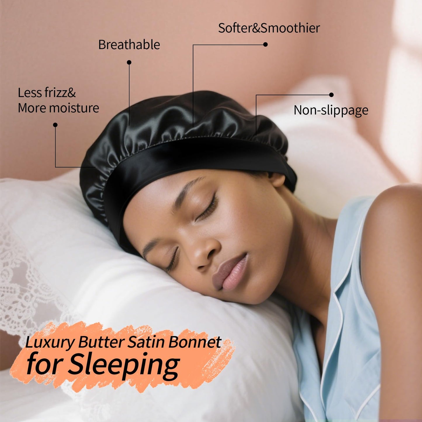 Satin Bonnet for Women 5 Pack Mixed Colors - Adjustable No-Slip 30cm Sleep Caps for Curly Hair, Breathable Hair Wraps for Sleeping, Shower, Beauty Beauty and Personal Care genbabo