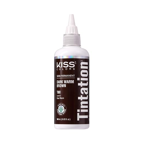Red by Kiss Tintation Semi-Permanent Hair Color, Aloe Vera Water Based, Argan Oil, Olive Oil, Collagen & Keratin, Long-Lasting Color Dye (Dark Warm Beauty & Personal Care Red By Kiss