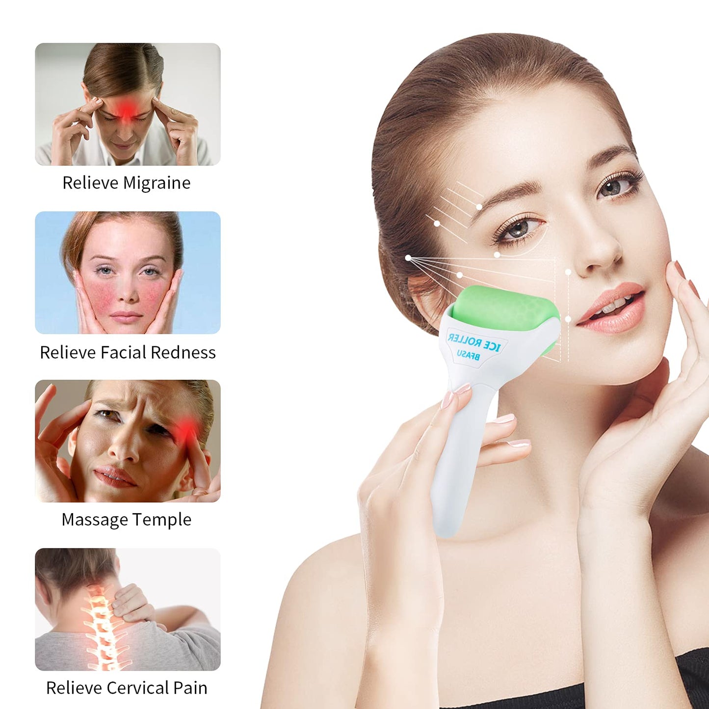 BFASU Ice Roller, Face Roller 2 PCS, Massage Tools with Mini Roller for Eye, Face and Body, Relax and Alleviate Puffiness Fine Lines Minor Pain Beauty & Personal Care BFASU