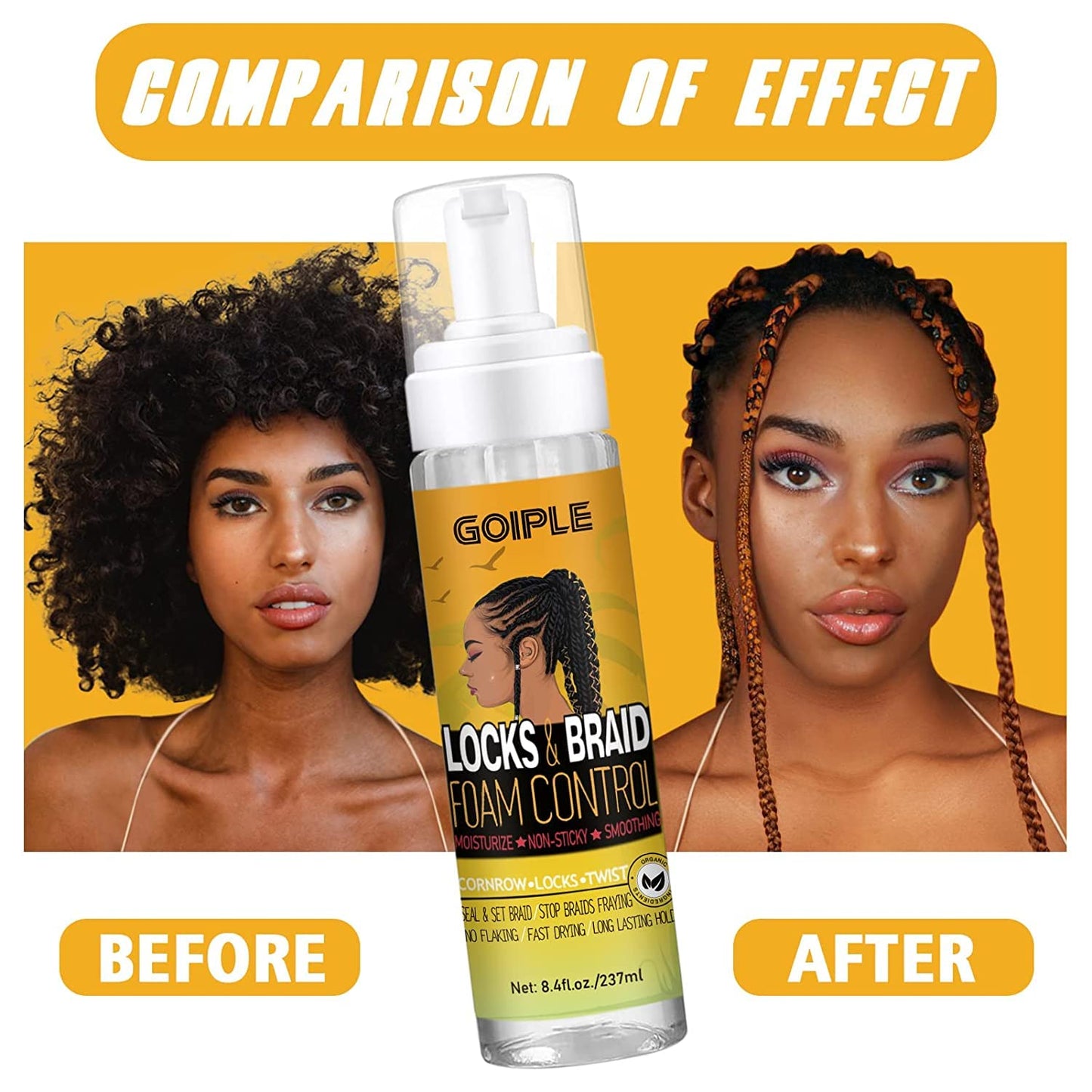 Braid Foam Control Braid Mousse for Braids Twist, Locs, No Flake Extra Hold High Shine Style and Moisturizes, Hair Braiding Mousse for Braids Beauty and Personal Care Goiple