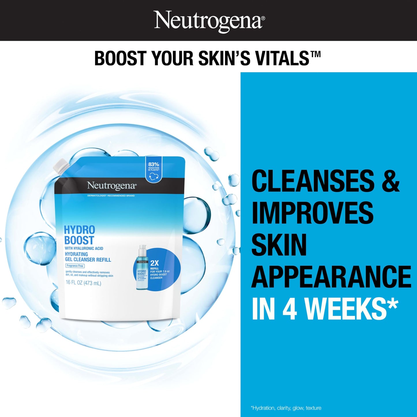 Neutrogena Hydro Boost Fragrance Free Hydrating Gel Facial Cleanser with Hyaluronic Acid, Daily Foaming Face Wash & Makeup Remover, Gentle Face Wash Beauty & Personal Care Neutrogena