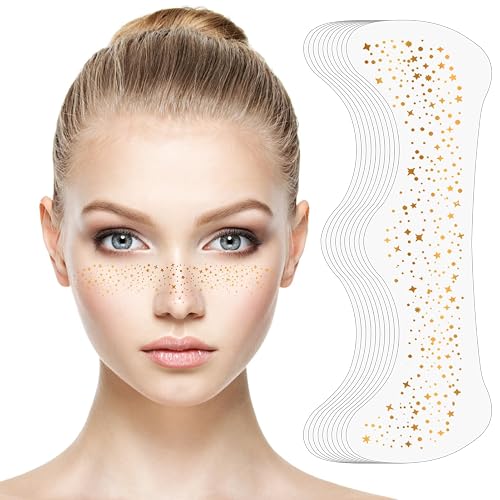 MESUADESI Makeup Patches Face Glitter Makeup, Beauty Fake Glitter Face Tattoos Long-Lasting Face Sparkles Gold Speckles Face Jewels For Women Rave Beauty & Personal Care MESUADESI