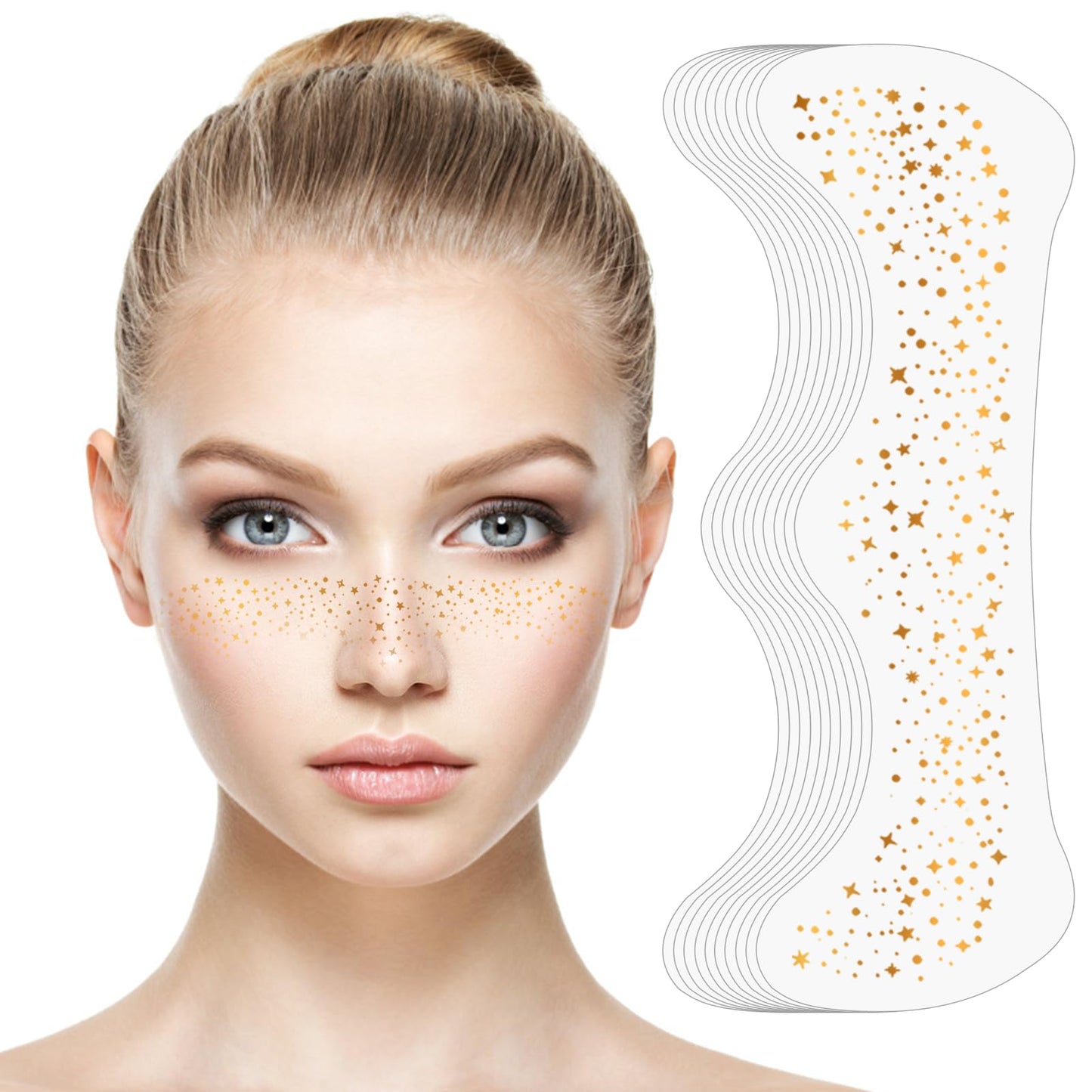 MESUADESI Makeup Patches Face Glitter Makeup, Beauty Fake Glitter Face Tattoos Long-Lasting Face Sparkles Gold Speckles Face Jewels For Women Rave Beauty & Personal Care MESUADESI