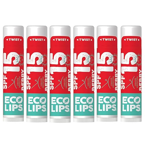 Eco Lips Classic Sport Broad Spectrum Sunscreen Lip Balm 6-Pack - Made in USA (Classic Berry SPF 15) Beauty & Personal Care Eco Lips
