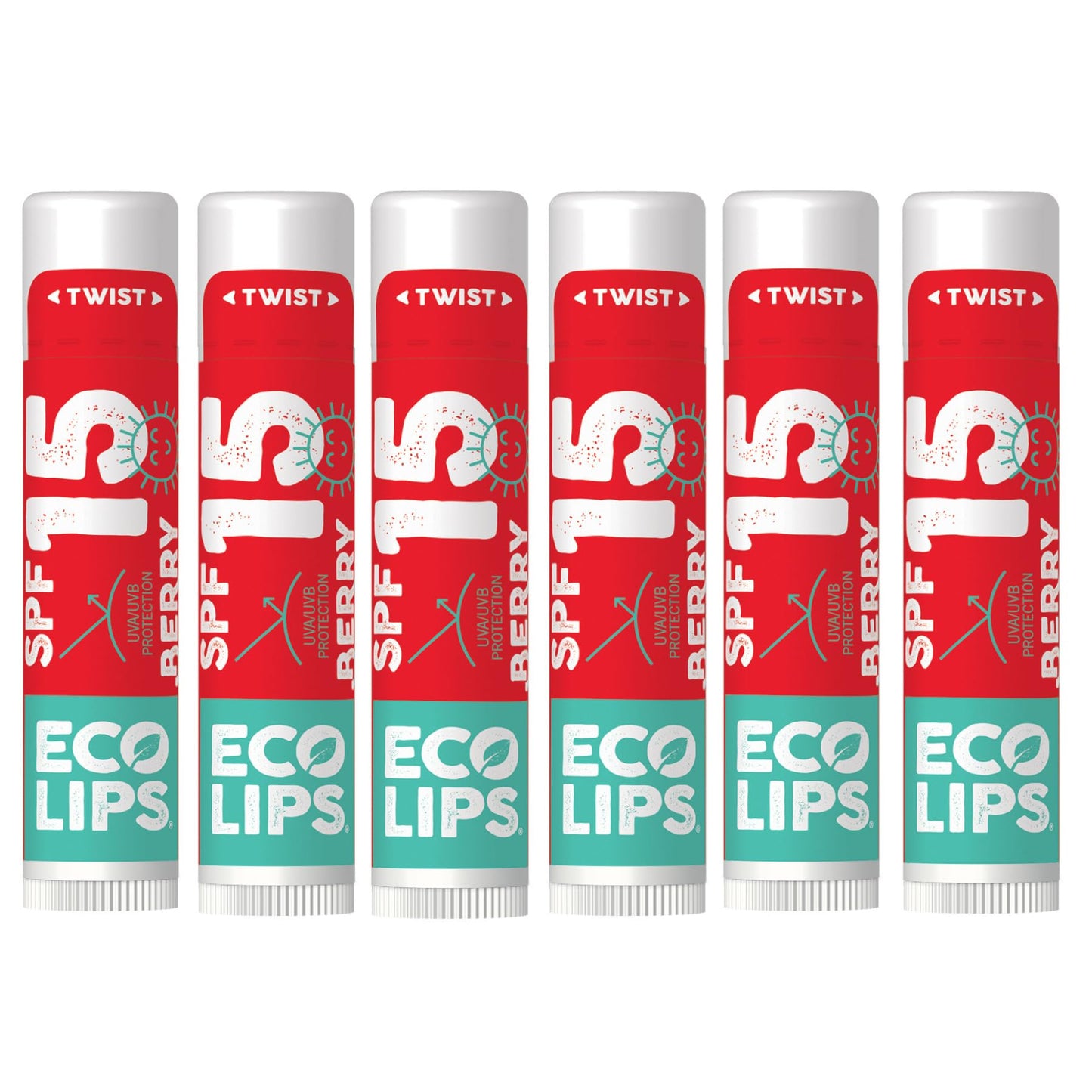 Eco Lips Classic Sport Broad Spectrum Sunscreen Lip Balm 6-Pack - Made in USA (Classic Berry SPF 15) Beauty & Personal Care Eco Lips