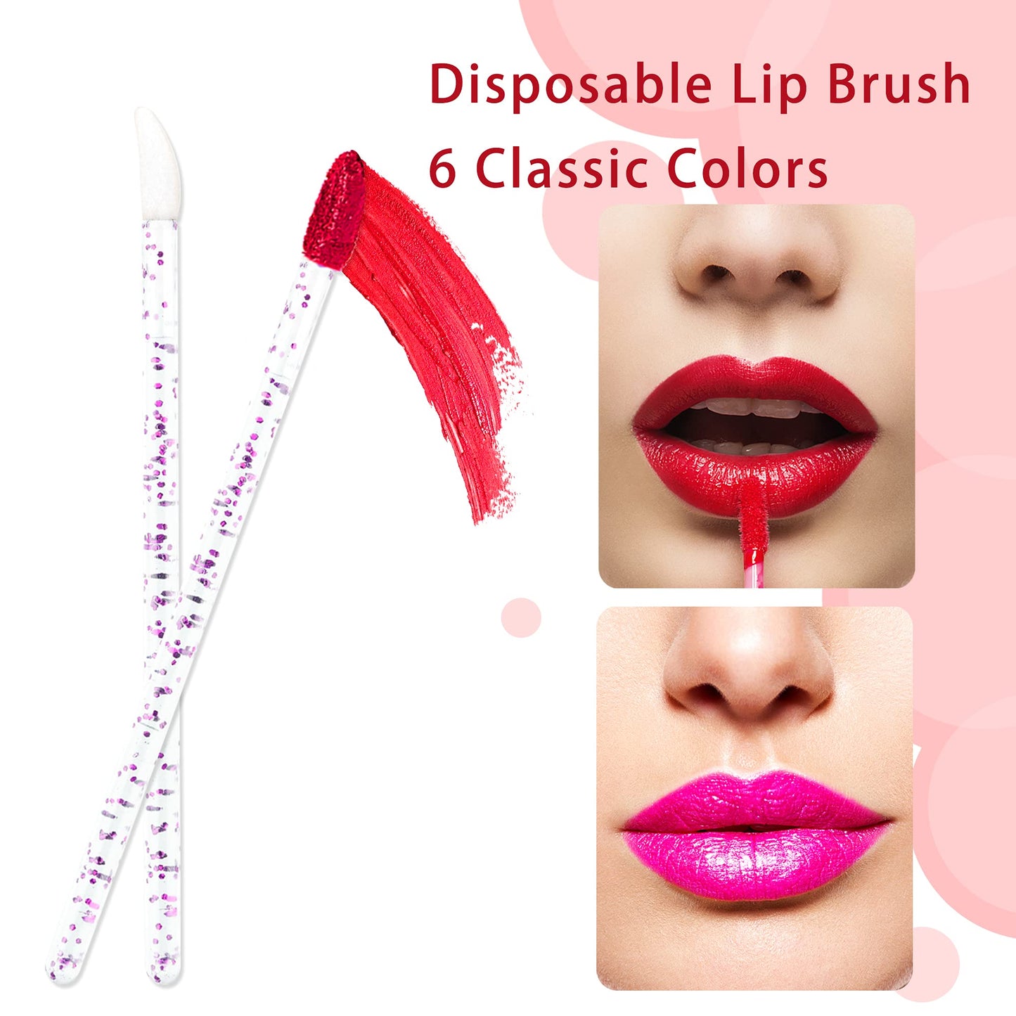 300PCS Glitter Crystal Lip Brush, Disposable Crystal Lip Brushes Tool Kits Lip Gloss Applicators Make Up Brush Lipstick Gloss Wands Makeup Applicators Beauty & Personal Care Mooerca
