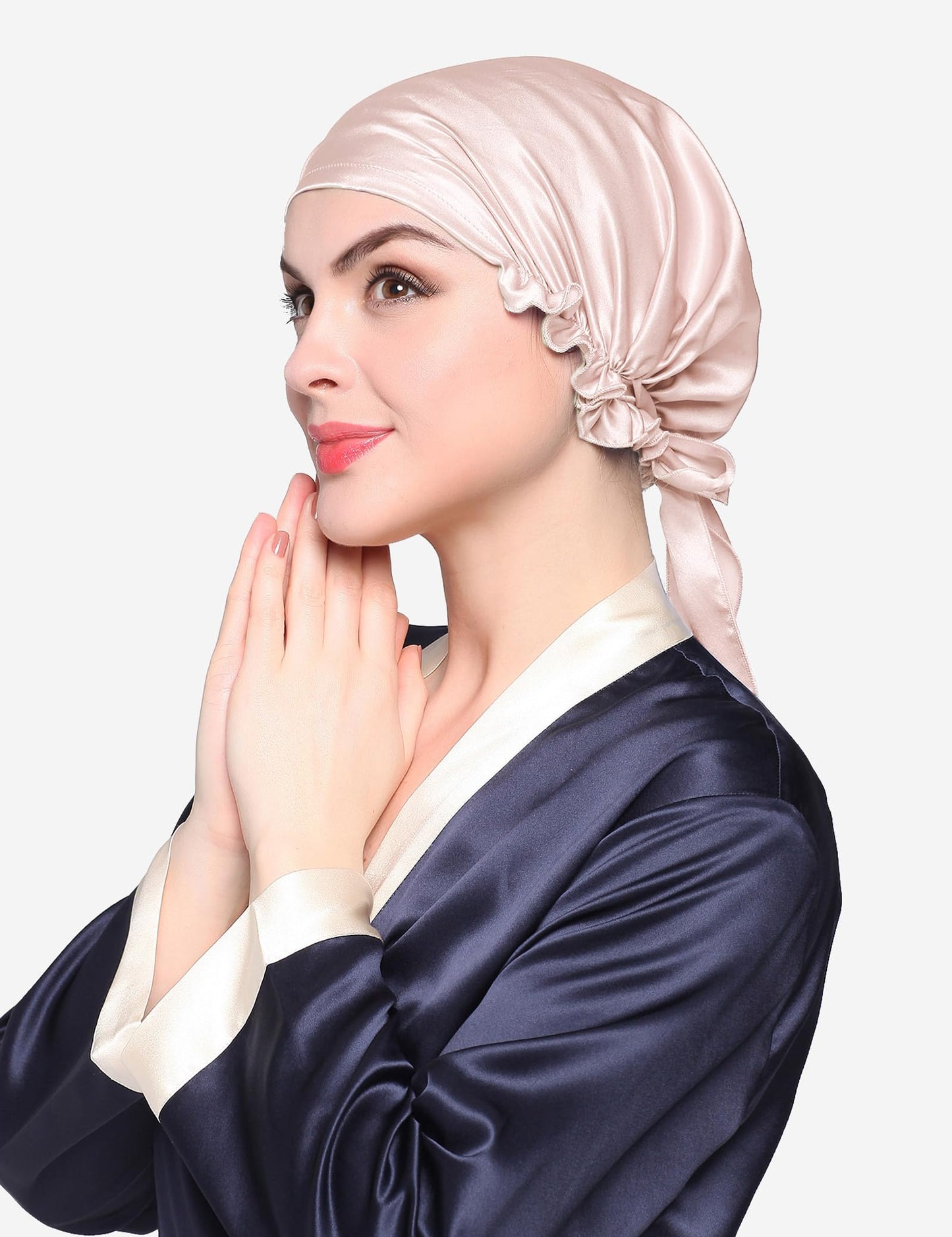 LilySilk Silk Bonnet for Sleeping Womens Sleep Cap 100% 19MM Mulberry Silk for Long Curly Hair Adjustable Stretchy Light Beige Beauty and Personal Care LilySilk