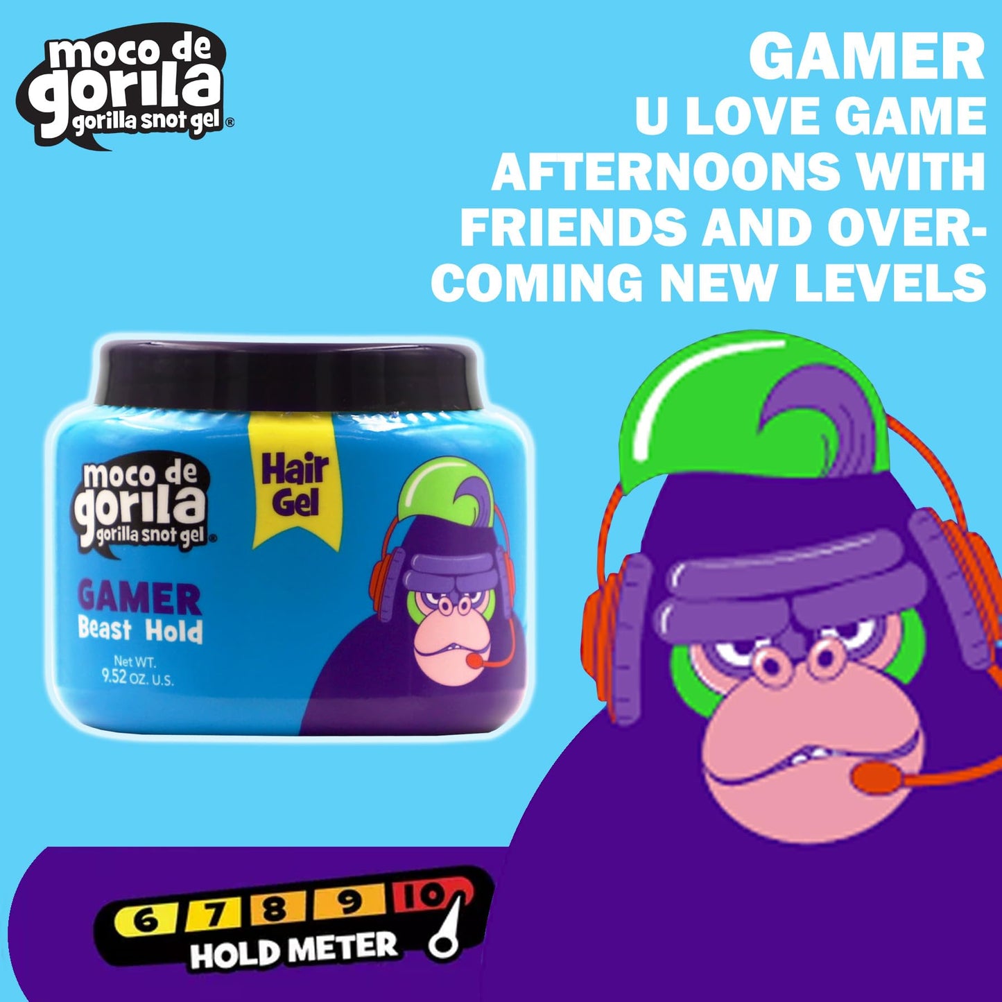 Moco de Gorila Gamer Hair Styling Gel, Gives Your Hairstyle a Long-Lasting Effect, Reactivate with Water, High Fixation, 9.52 Oz Jars (Pack of 3) Beauty & Personal Care Moco de Gorila