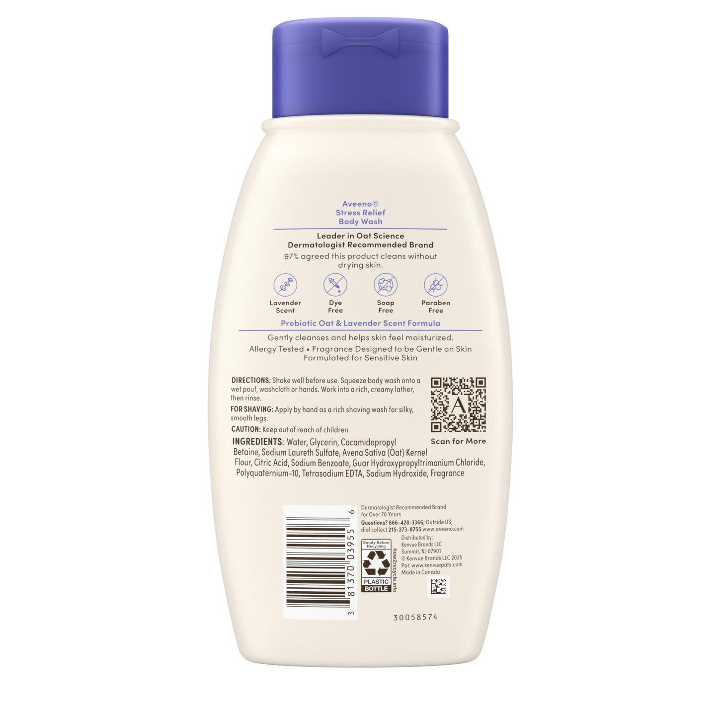 Aveeno Stress Relief Body Wash with Prebiotic Oat & Lavender Scent for Sensitive Skin, Gently Cleanses & Helps You Feel Calm & Relaxed in the Shower Beauty & Personal Care Aveeno