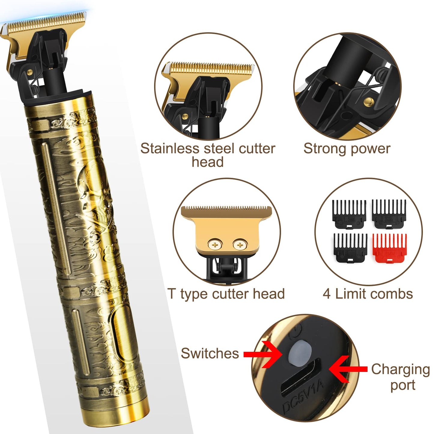 YOGINGO Professional Hair Trimmer for Men, Cordless Rechargeable Beard Trimmer Hair Clippers for Men, Metal Body Cutting Grooming Kit, Beard Shaver Beauty and Personal Care YOGINGO