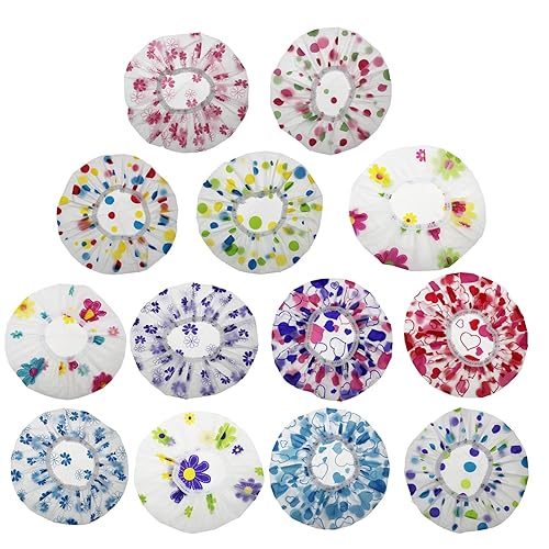 LJY 13 Pieces Assorted Shower Caps Elastic Waterproof Plastic Bathing Salon Hair Cap Lady Salon Hat Beauty & Personal Care LJY
