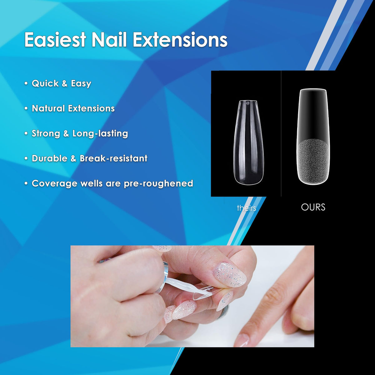Soft Gel Tips Ultra Clear Pre-Roughened 550 pcs (Long Square)