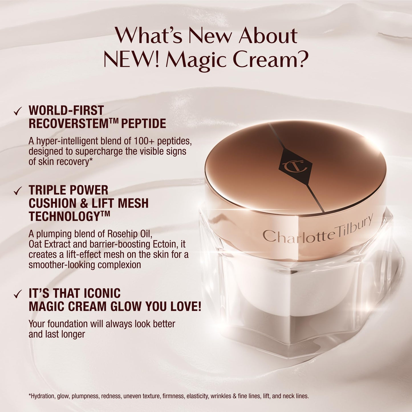 Charlotte Tilbury Magic Cream Daily Face Moisturizer & Primer - Hydrating & Firming with 100+ Peptides & Hyaluronic Acid | Clinically Proven to Boost Beauty and Personal Care Charlotte Tilbury