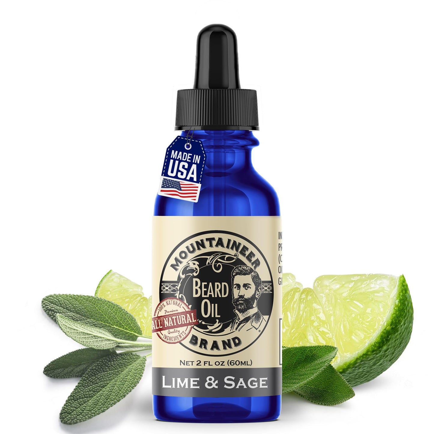Mountaineer Brand Natural Beard Oil with Lime & Sage Scent | Made in West Virgina | Hydrates, Moisturises, Softens & Conditions for Beard Growth | Beauty & Personal Care Mountaineer Brand, 100% Natural Always