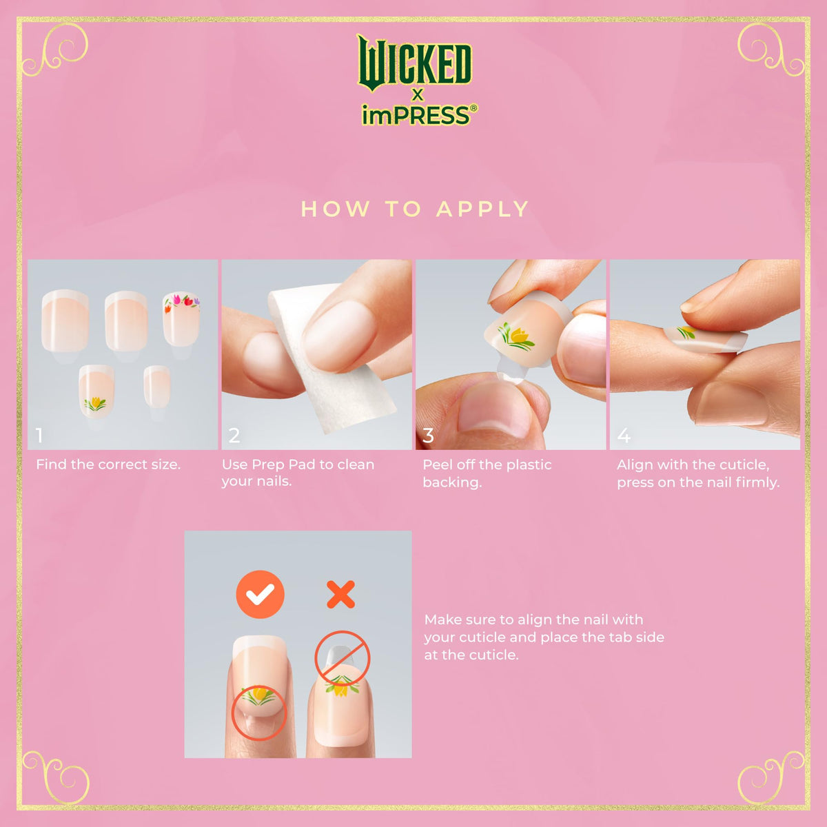 WICKED X imPRESS Press On Nails, New Improved Adhesive, Up To 10 Day Hold, ‘Unlikely Friendship’, Pink, Medium Almond, Includes 30 Fake Nails, 1 Prep