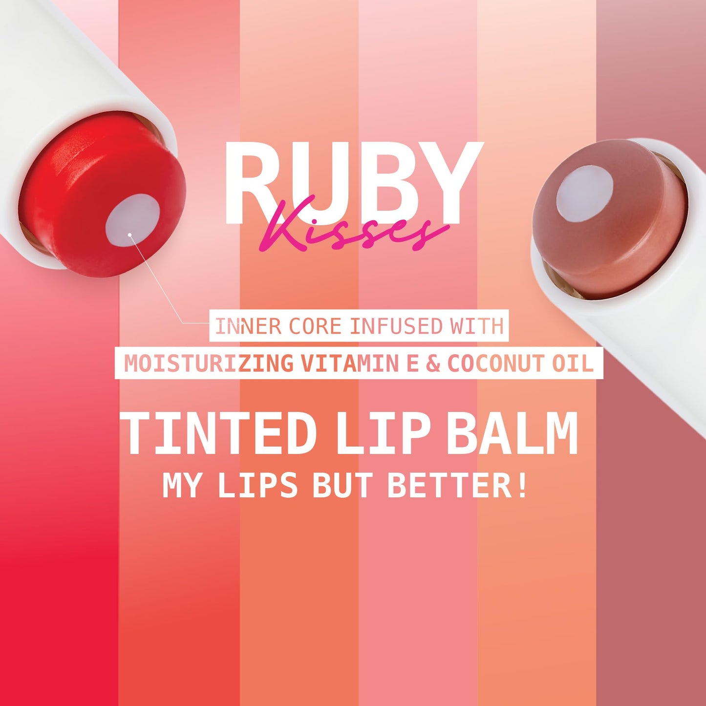 Ruby Kisses Balm Up Tinted Lip Balm, Non-Greasy Hydrating Formula, Nourishing Coconut Core & Vitamin E Infused, Lip Care with Natural Shine Beauty & Personal Care Ruby Kisses