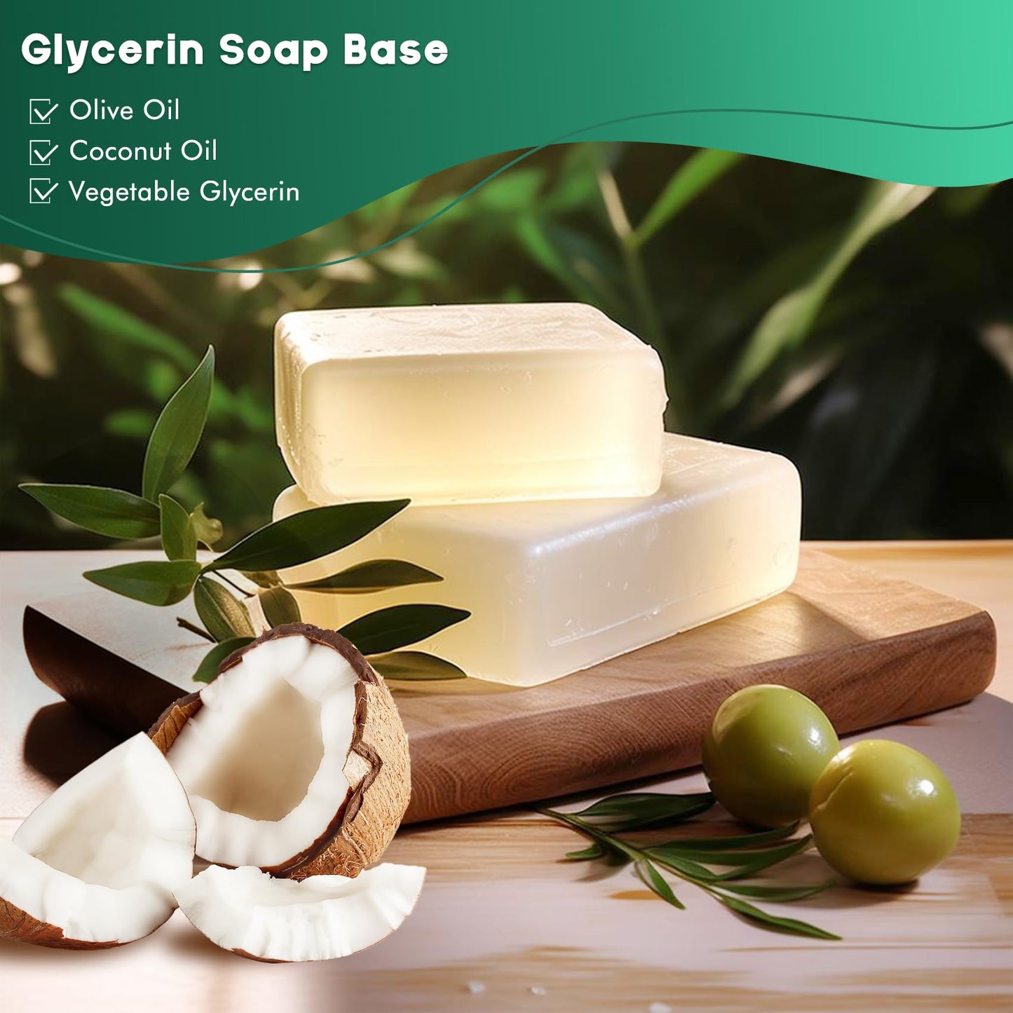 EDSRDRUS 2LB Unscented Glycerin Soap Base DIY Handmade Soap Moisturizing Melt and Pour Soap Base for Crafting, Vegetable Glycerin & Coconut Oil, Easy Beauty & Personal Care EDSRDRUS
