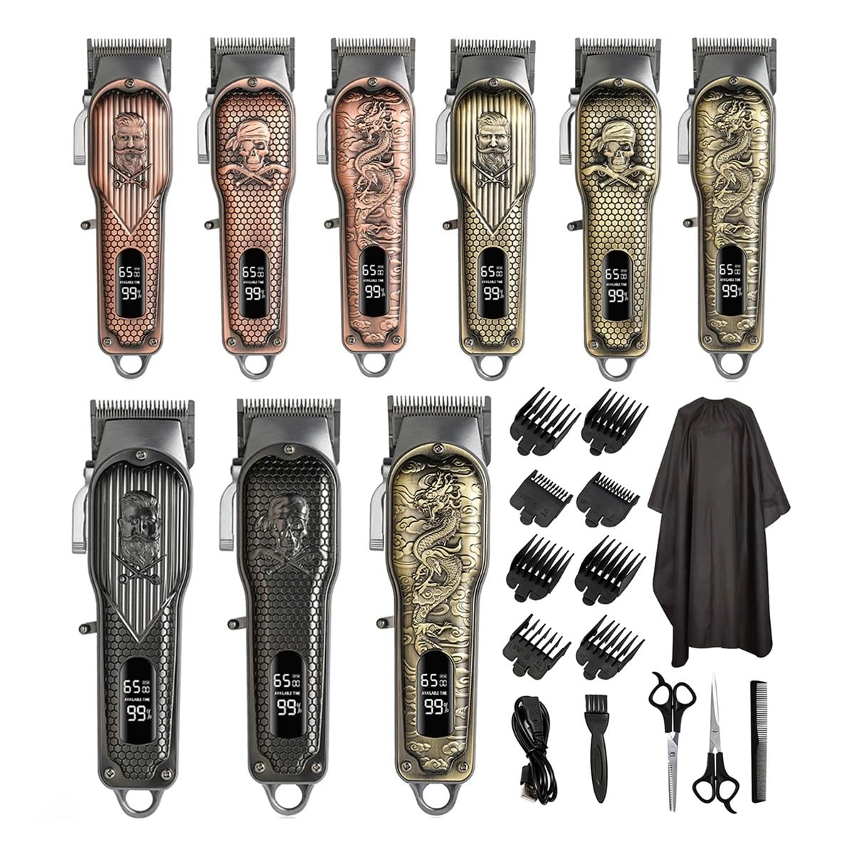 EWKYLSEM Razors Hair Clipper, Professional Electric Hair Clipper USB Charging LED Smart Display Screen Multi-Functional high Power Hair Clipper(Bronze Beauty and Personal Care EWKYLSEM