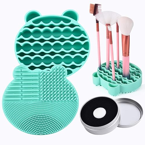 Silicon Makeup Brush Cleaner Mat with Brush Drying manual Make up cleaner cleanser machine Cosmetic Cleaning Pad+Makeup Dry Cleaned Quick Color Beauty & Personal Care Bird&Fish