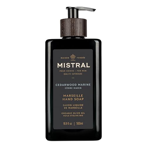 Mistral Cedarwood Marine Liquid Hand Soap for Men | Luxury Moisturizing Handsoap with Organic Olive Oil, Glycerin and Coconut Oil | Rich Lather | Beauty & Personal Care Mistral