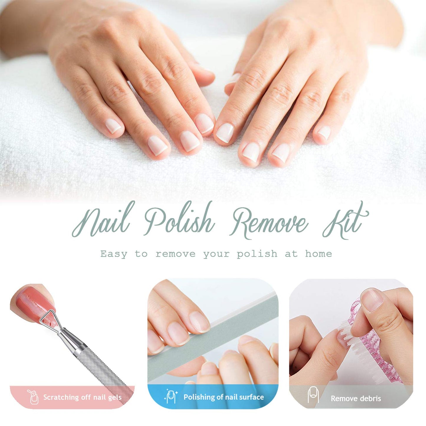 Nail Polish Gel Remover Tools Kit, Soak Off Cap Clip 10pcs, Dispenser Bottle, 600PCS Cotton Pads Handle Brushes Finger Separators(Black-Set) Beauty and Personal Care HiMo