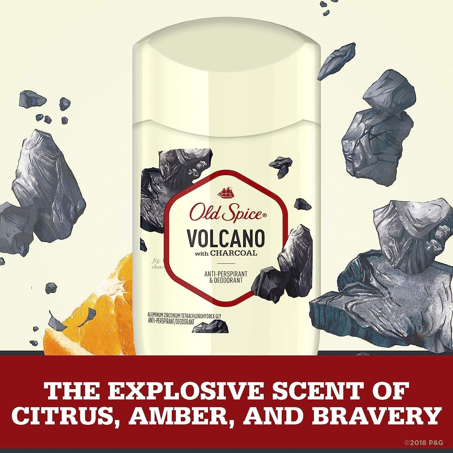 Old Spice Invisible Solid Antiperspirant Deodorant for Men Volcano with Charcoal Scent Inspired by Nature 2.6 oz Beauty and Personal Care Procter & Gamble