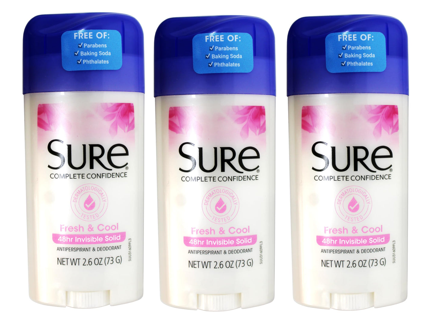 Sure Deodorant 2.6 Ounce Invisible Solid Fresh & Cool (76ml) (3 Pack) Beauty and Personal Care Sure