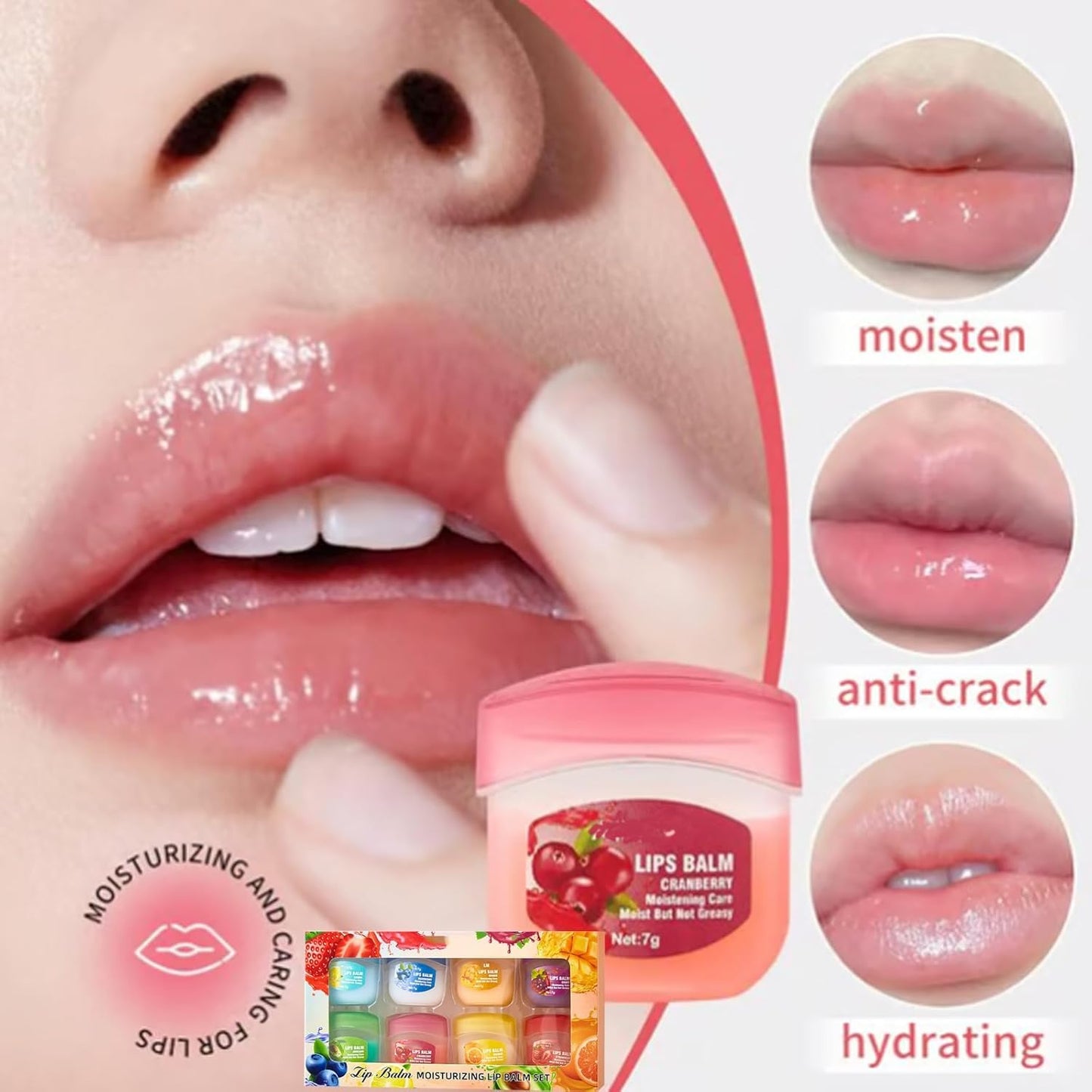 8Pcs Fruit Flavored Lip Care Set, Admd Mini Lip Balm Set, 8-in-1 Fruity Mini Lip Balms Can Be Used as Glosses Night Balms Colorless Lipsticks Beauty and Personal Care Hyxowgt