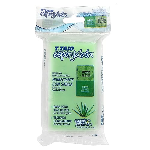 Esponjabon Aloe Vera, Hydrating Effect, Sponge Inside, Soap Outside, Multifunctional Beauty & Personal Care T.TAIO