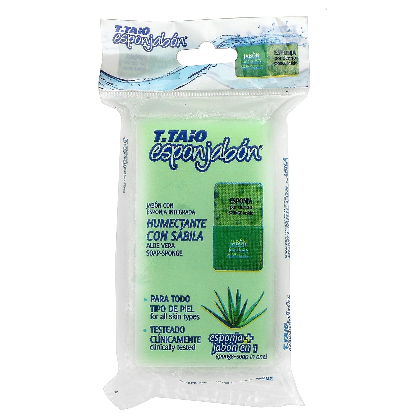 Esponjabon Aloe Vera, Hydrating Effect, Sponge Inside, Soap Outside, Multifunctional Beauty & Personal Care T.TAIO