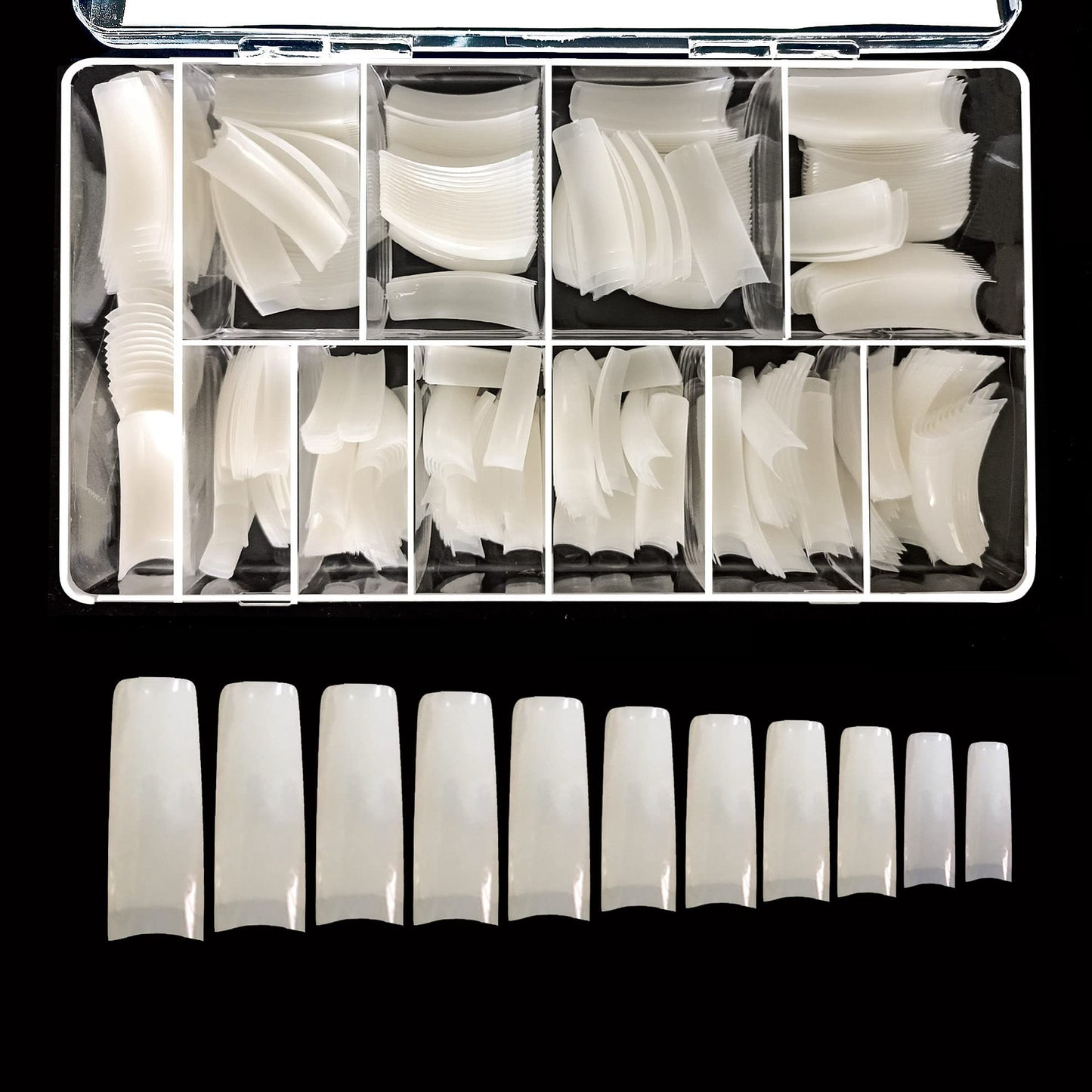 VIVACE Natural Half Moon 550 Acrylic False Fake Gel Nail Tips 11Sizes With Clear Plastic Case for Nail Salon Nail Shop (Natural Half Moon)… Beauty & Personal Care BeYou