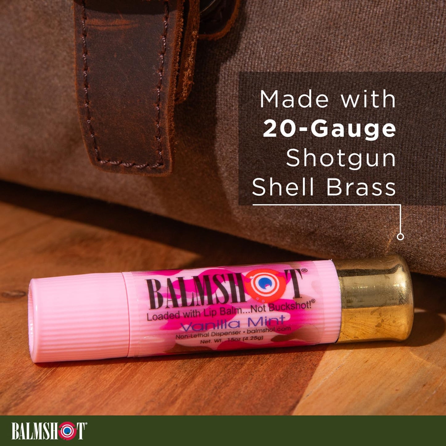 BALMSHOT Camo Vanilla Mint Lip Balm SPF 15 (4-Pack) - Beeswax Chapstick in 20-Gauge Brass Shotgun Shell Tube, Outdoor Lip Protector for Hunting Beauty and Personal Care Balmshot