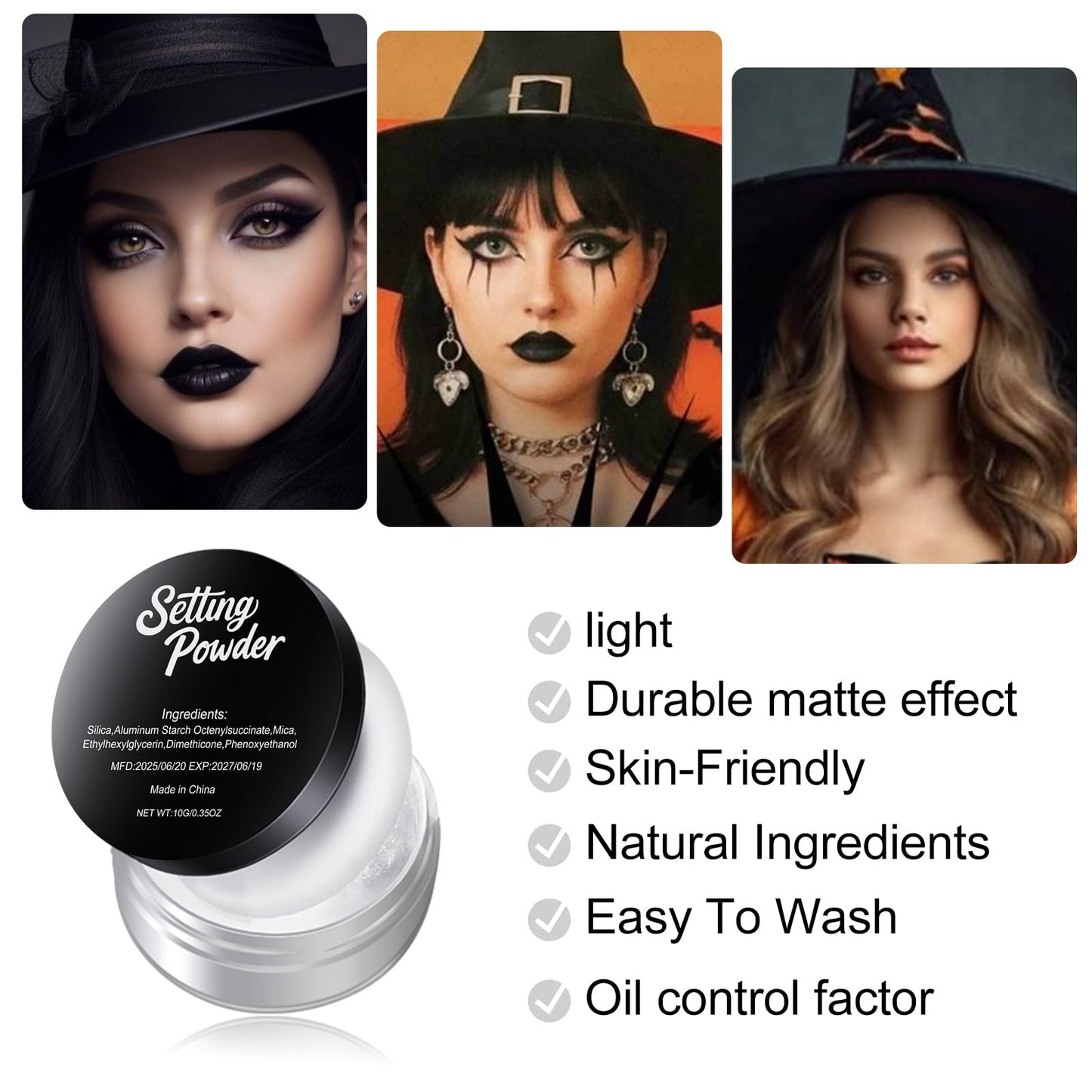Talc-Free Setting Powder Makeup with Sifter, White Translucent Powder Colorset Powder, Matte Finishing Kimchi Setting Powder for Halloween SFX Beauty & Personal Care LUYIMIN