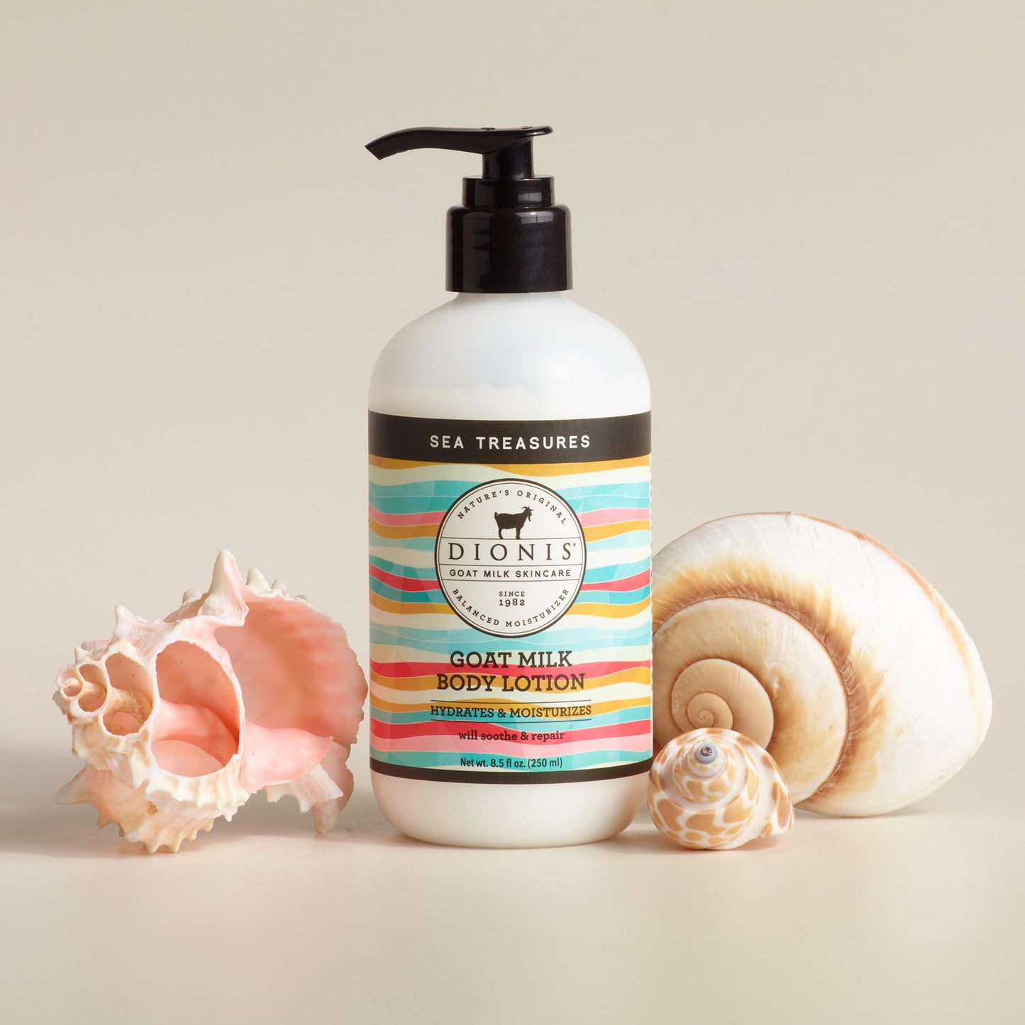 Dionis Goat Milk Lotion - Moisturizing Body Lotion for Dry Skin, Sensitive Skin Safe, Lightweight Non-Greasy Formula, Lotion Pump - Sea Treasures 8.5 Beauty & Personal Care Dionis