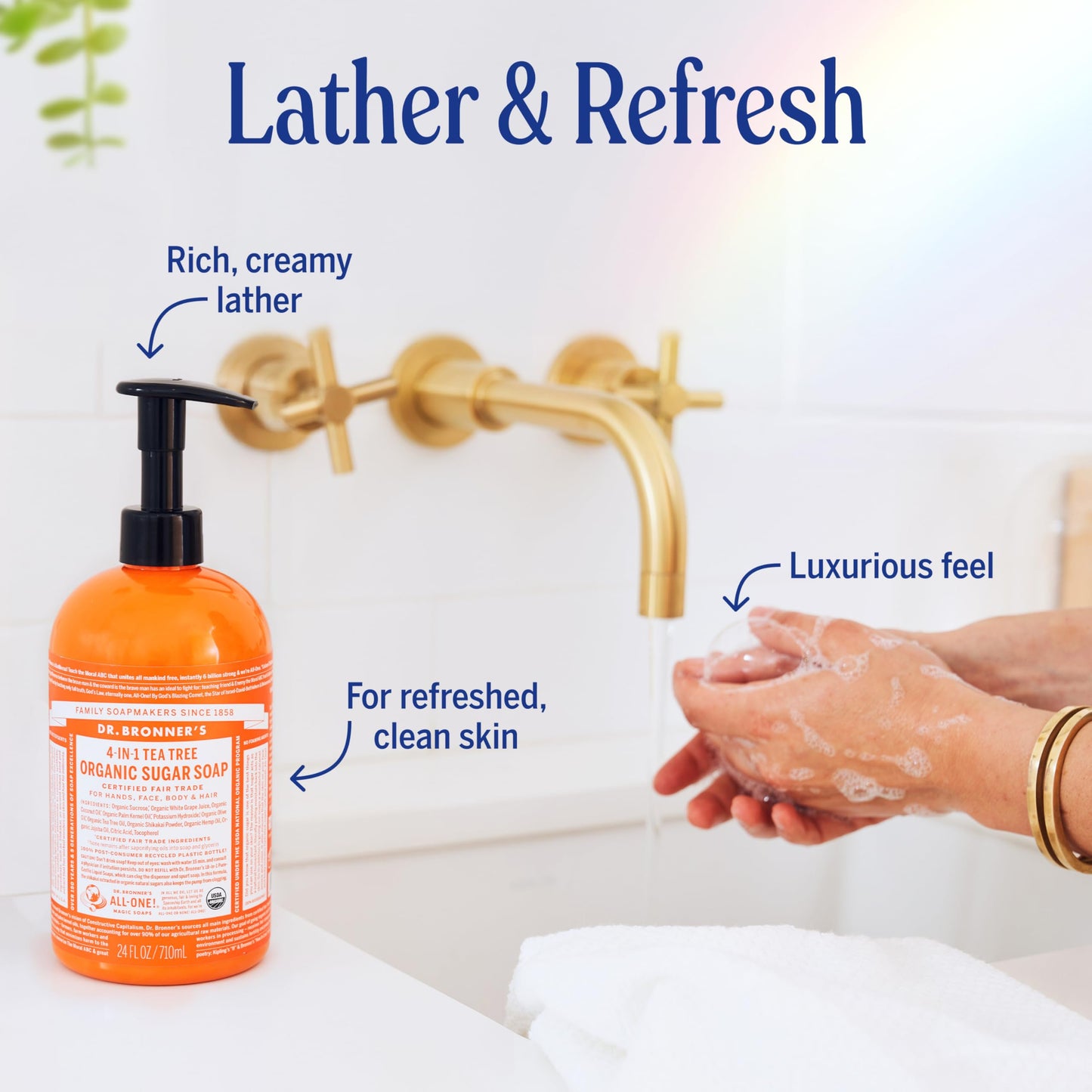 Dr. Bronner's - Organic Sugar Soap (Tea Tree, 24 Ounce) - Made with Organic Oils, Sugar and Shikakai Powder, 4-in-1 Uses: Hands, Body, Face and Hair Beauty & Personal Care Dr. Bronner's
