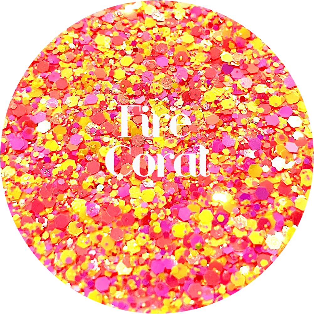 Coral Polyester Glitter | Craft Glitter | Glitter for Arts & Crafts | Tumblers | Cosmetics | Nails | Epoxy Resin Art | Slime | DIY | Body Glitter | 1 Beauty & Personal Care Glitter Heart Co.
