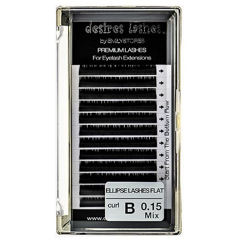 Ellipse Lash 0.15mm Thickness B Curl 8-14mm Mix Length Flat-Shaped Volume Individual Flat Eye Lashes for Eyelash ExtensionsFake(Ellipse,Flat Beauty & Personal Care DESIRES LASHES By EMILYSTORES