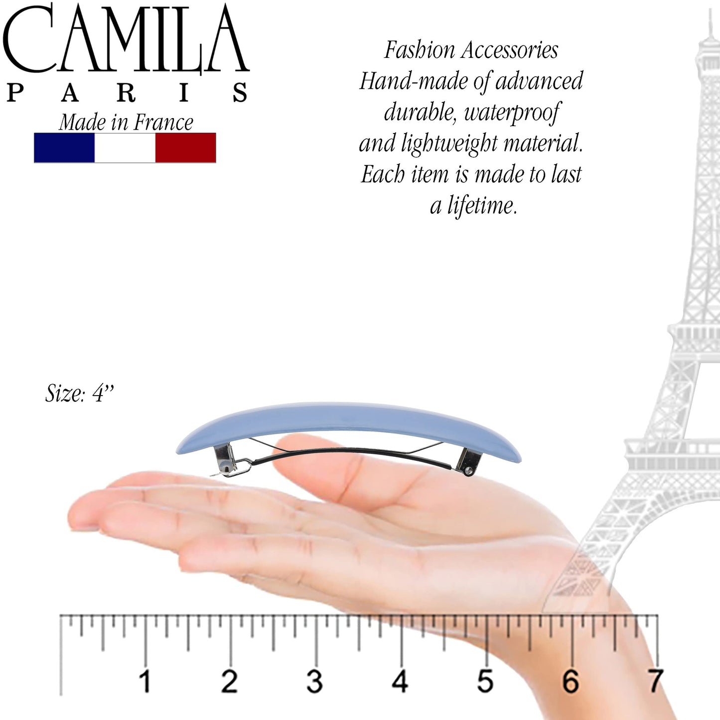 Camila Paris CP3441 French Hair Barrette Clip for Girls, Blue, Rubberized Automatic Clasp Strong Hold Grip Hair Clips for Women, No Slip and Durable Beauty & Personal Care Camila