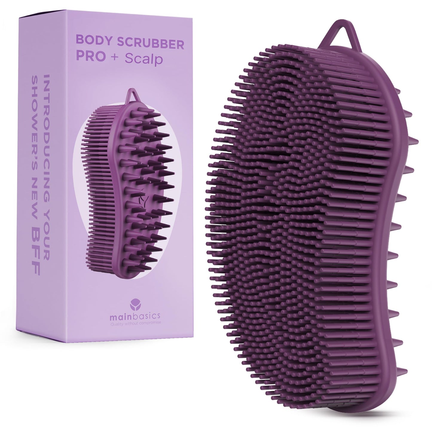 MainBasics Silicone Body Scrubber Dual-Sided Shower Loofah and Scalp Scrubber (Purple, Scalp) Beauty & Personal Care MainBasics