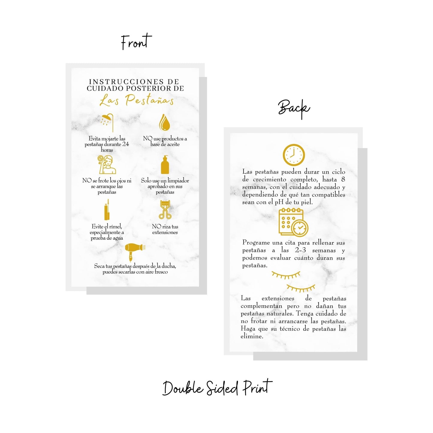 Spanish Lash Aftercare Instructions | 50pk | Cuidado Posterior de la Extensión de Pestañas | 2 x 3.5” inch Card for clients | Eyelash Extension Beauty & Personal Care Lashicorn