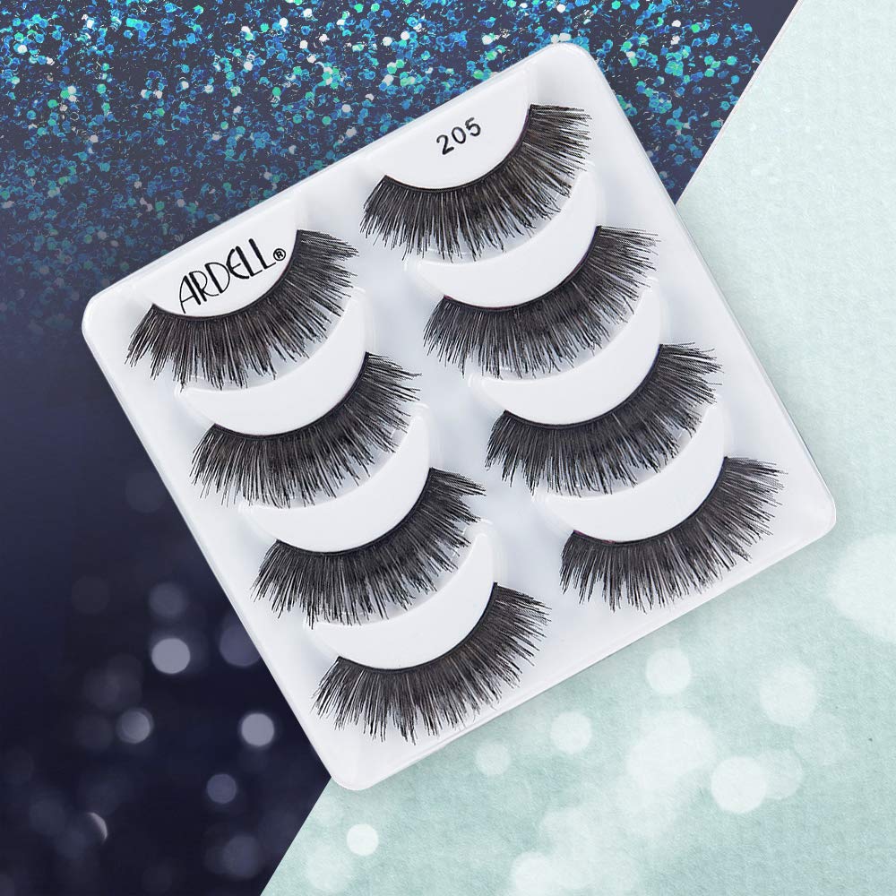 Ardell False Eyelashes Double Up 205 - Black, Dramatic Volume & Length Strip Lashes, Reusable Fake Lashes, 4 Pack