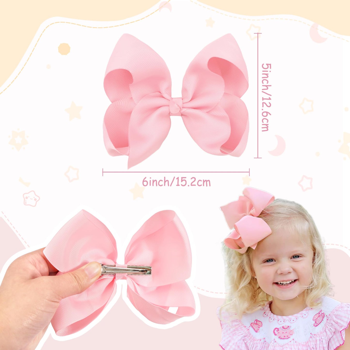 CÉLLOT 20PCS Big 6 Inch Hair Bows for Girls Grosgrain Ribbon Bow Toddler Back to School Hair Accessories with Alligator Clips for Toddlers Schoolgirls Beauty and Personal Care CÉLLOT
