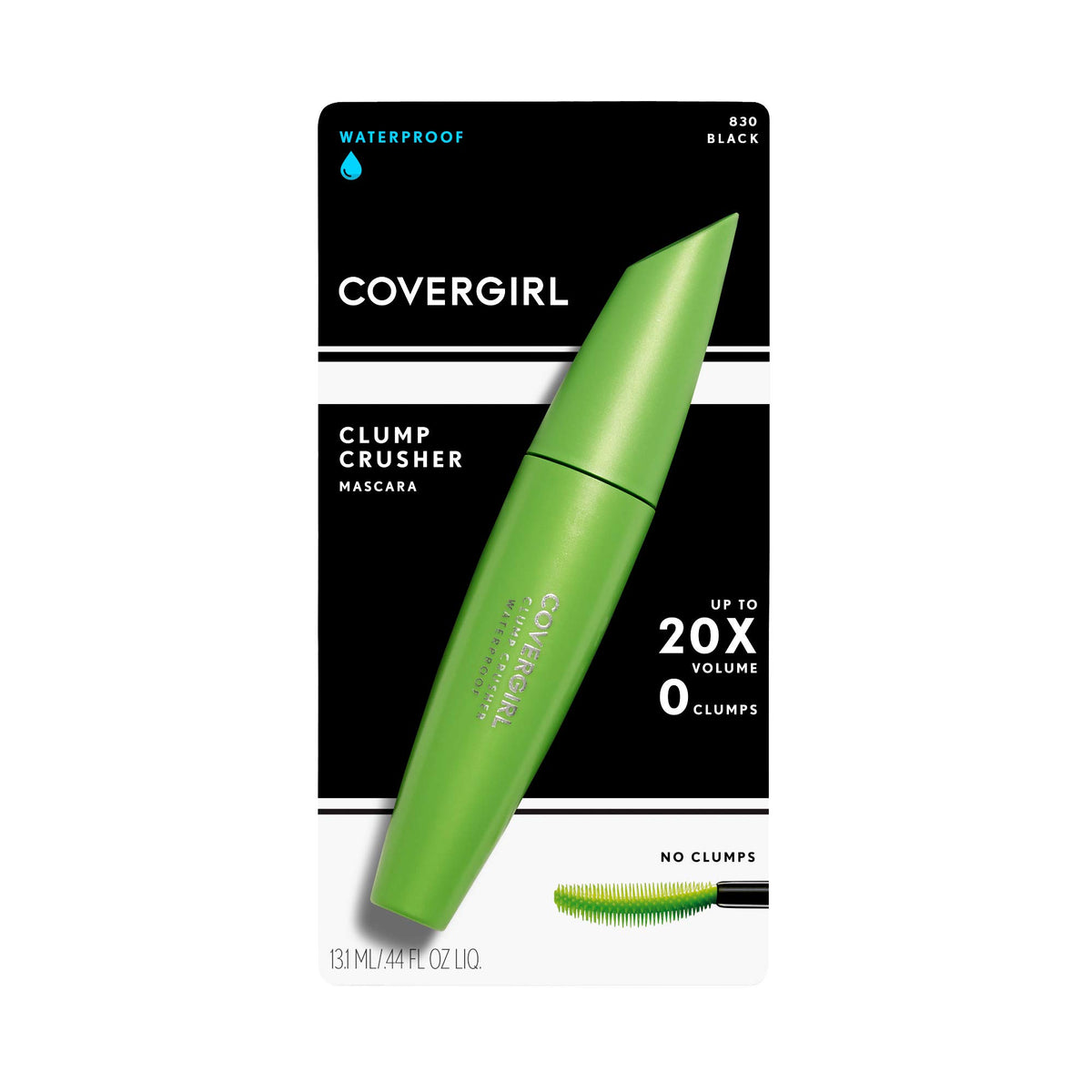 CoverGirl Clump Crusher Water Resistant Mascara, Black 830, 0.44 Ounce