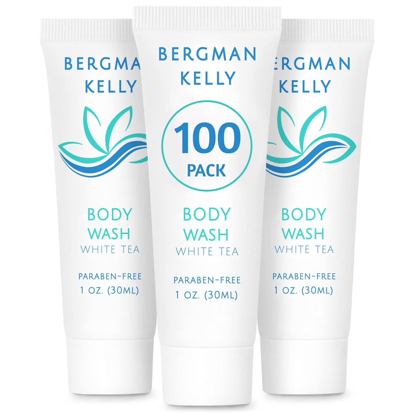 BERGMAN KELLY Travel Size Body Wash (1 fl oz, 100 PK, White Tea), Delight Your Guests with a Revitalizing and Refreshing Hotel Body Wash, Quality Mini Beauty & Personal Care BERGMAN KELLY