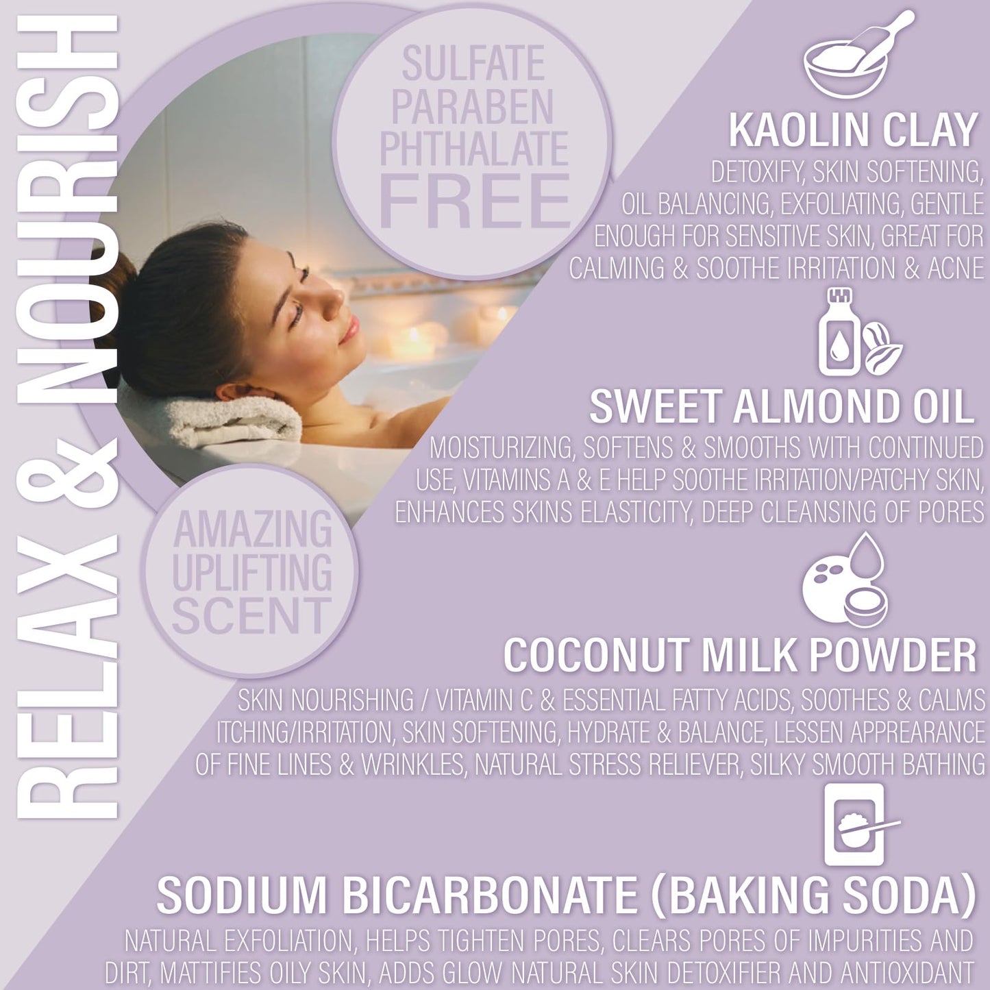 Luxiny Vegan Milk Bath Soak Made with Moisturizing Coconut Milk Powder & Sweet Almond Oil for a Bath Bomb Dust Soothing Fizz & Relaxing Soak, 8 oz.… Beauty & Personal Care Luxiny