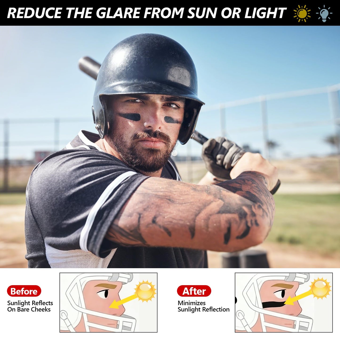 Dmsky 10 Packs Eye Black Sports Stick for Football, Baseball, Softball-Anti-Glare Face Body Paint Stick Kit,Water-Proof Eye Sports Paint Beauty & Personal Care Dmsky