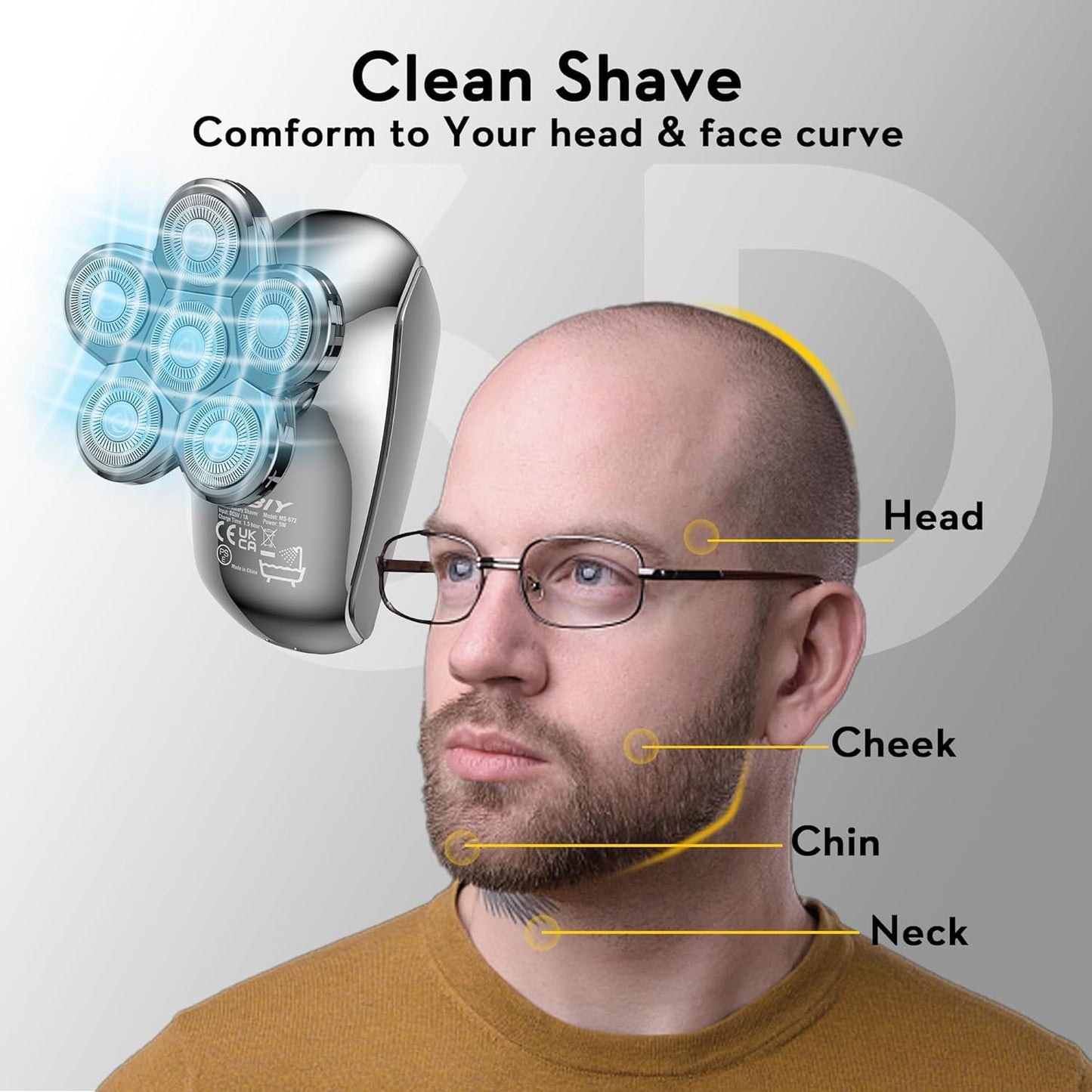 Kibiy 6D Blade Replacement Heads,Electric Shaver Replacement Head for Electric Razor for Men Wet and Dry Compatible Many Models Waterproof Head Beauty and Personal Care Kibiy