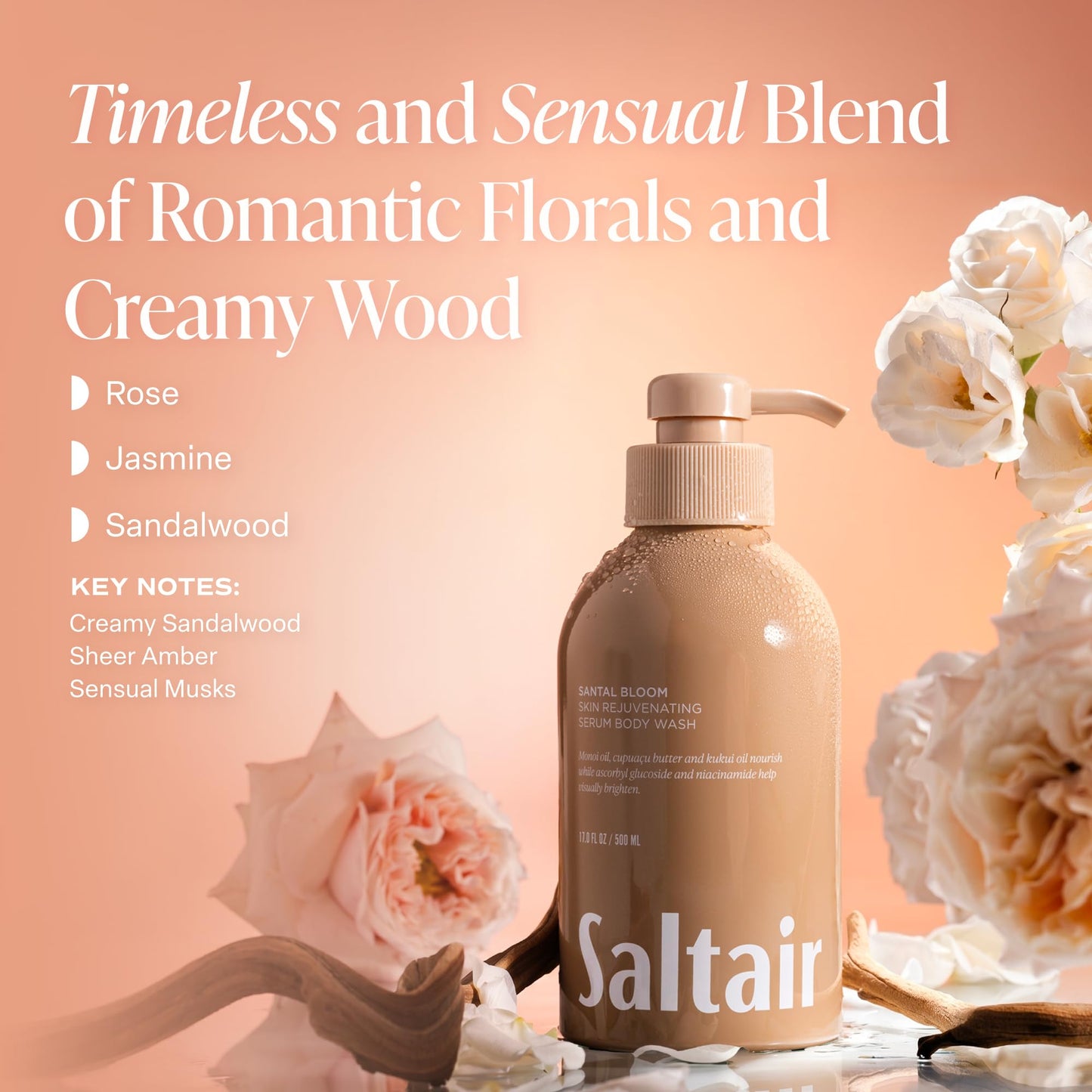 Saltair Body Wash 2-Pack - Santal Bloom - Moisturizing Body Wash with Monoi Oil and Cupuacu Butter - Scented Shower Gel for Women and Men - 2x 17oz Beauty & Personal Care Saltair